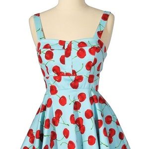 Rockabilly Dress (Eva Rose) Turquoise with cherries!